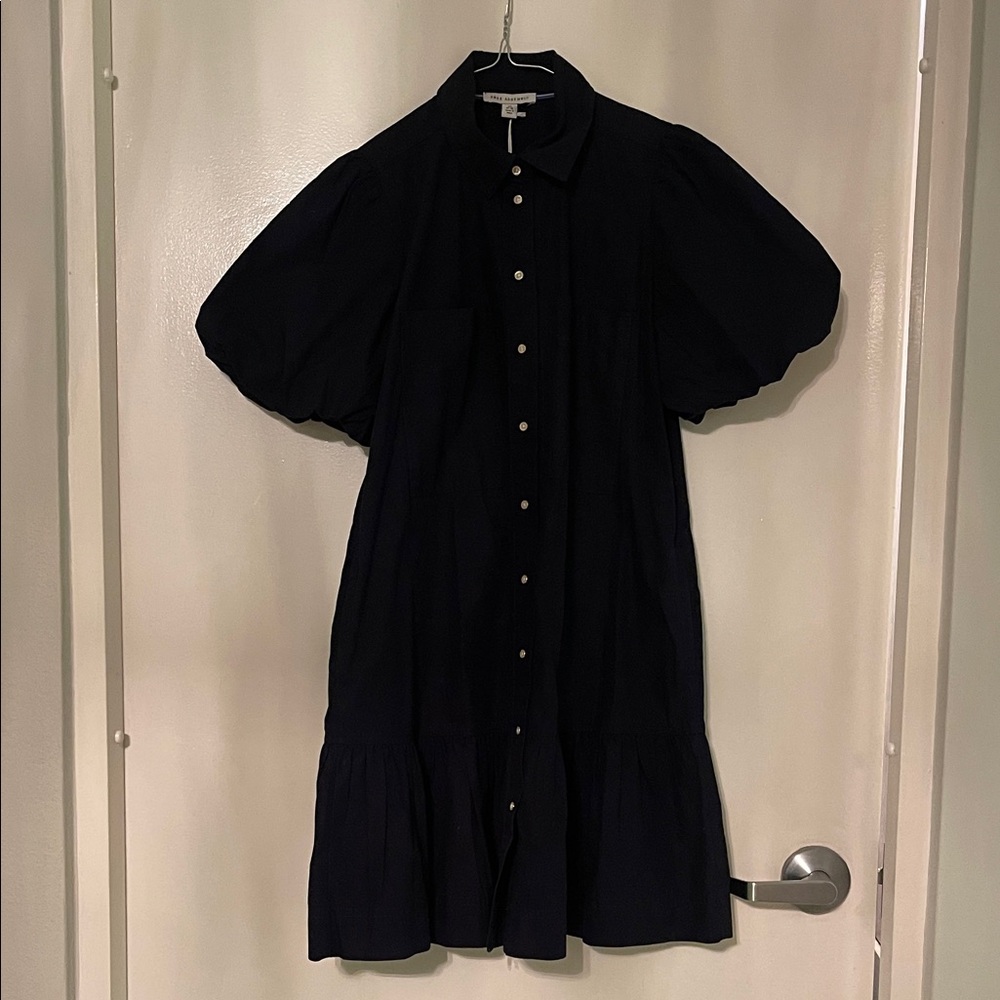 Elegant Blue Puff Sleeve Dress